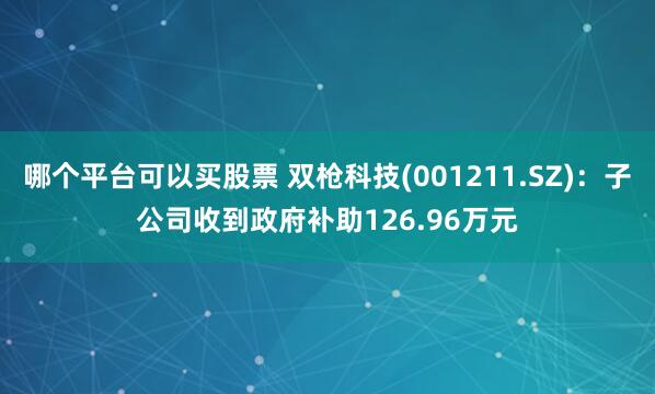 哪个平台可以买股票 双枪科技(001211.SZ)：子公司收到政府补助126.96万元