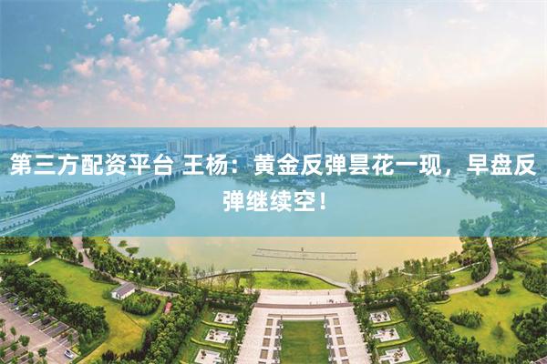 第三方配资平台 王杨：黄金反弹昙花一现，早盘反弹继续空！