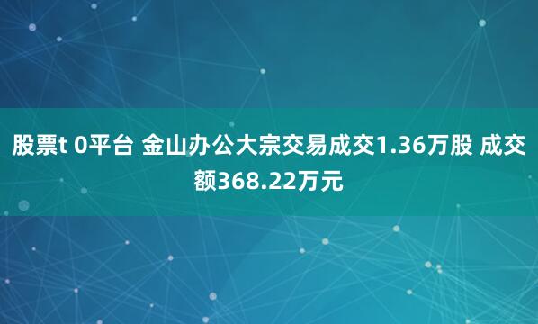 股票t 0平台 金山办公大宗交易成交1.36万股 成交额368.22万元