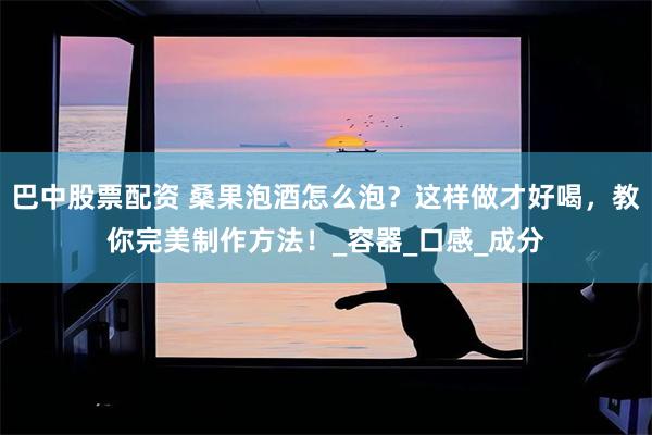 巴中股票配资 桑果泡酒怎么泡？这样做才好喝，教你完美制作方法！_容器_口感_成分